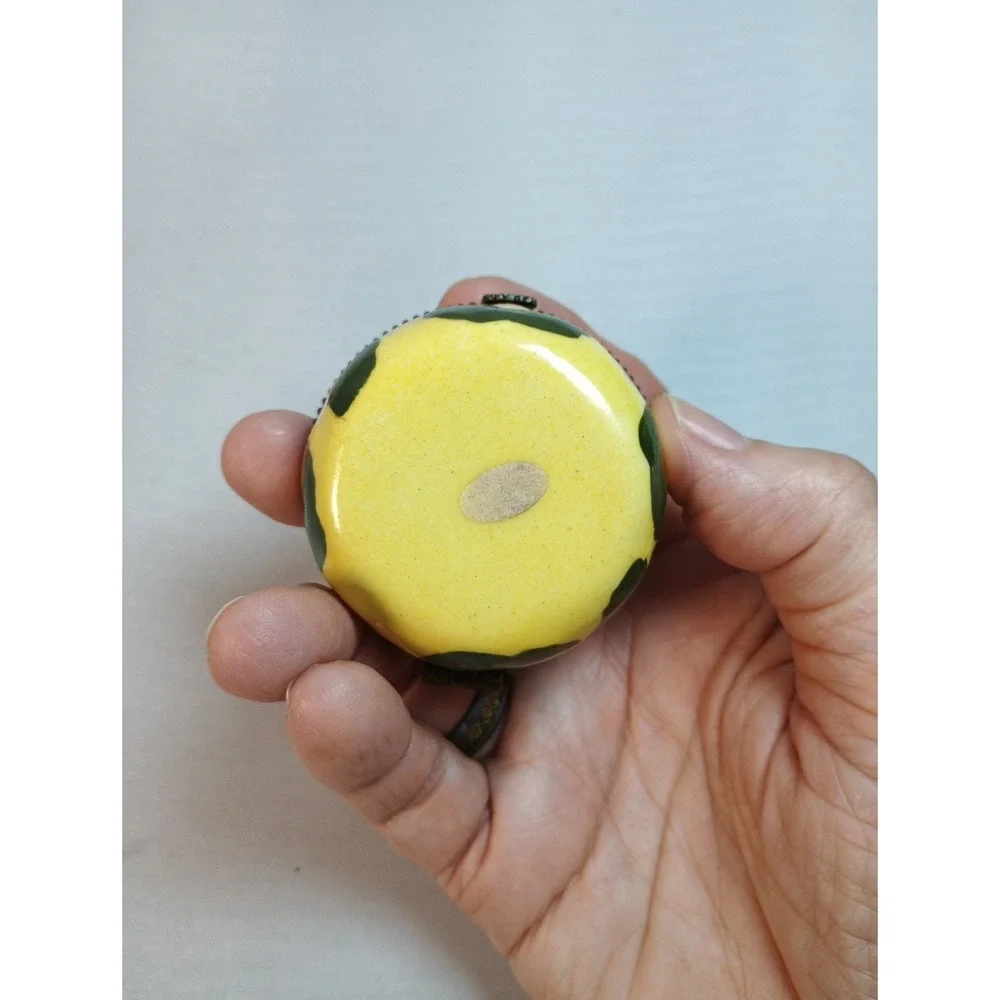 Vintage Porcelain Trinket Box Hand Painted Bird Hinged Pill Box Collectible